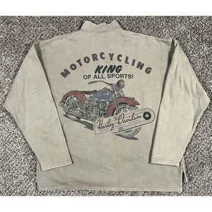Vintage Harley Davidson Motorcycles 90s 1/4 Zip Sweater Men's Khaki Sz Large
